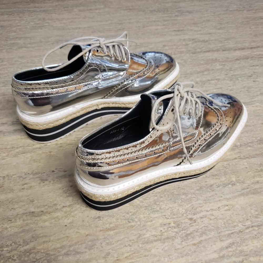 Xinsito Metallic Silver Espadrilles Platform Shoes - image 2